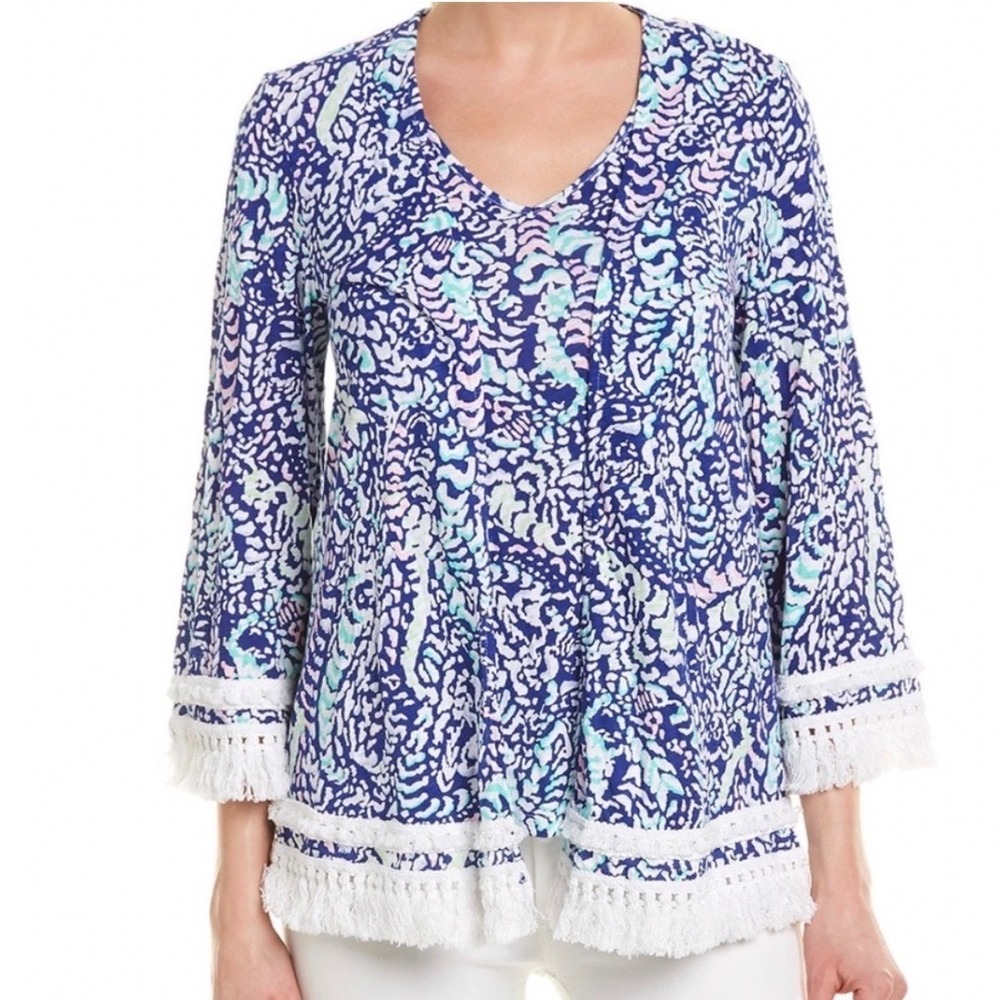 Lilly Pulitzer Gigi Tank & Fringe Cardigan Set Move it or lose it Womens L